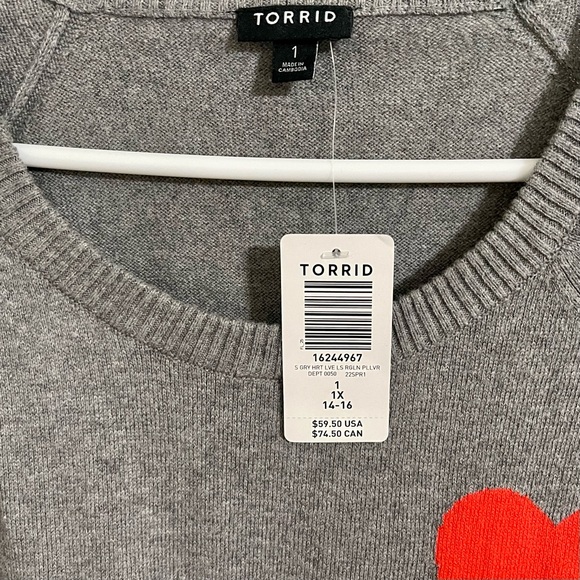 Torrid Gray Sweater with Red Heart Accents - Picture 7 of 8